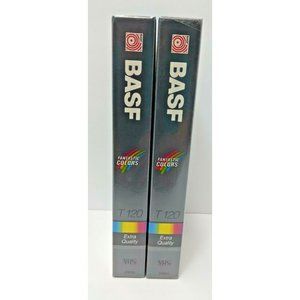 New BASF T 120 Extra Quality Blank VHS Tape Videocassette Lot of 2 Sealed!‎